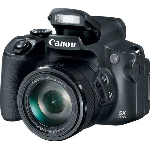 Camera foto Canon PowerShot SX70 HS Black, 20.3 MP, senzor CMOS 1 2.3, 65x zoom optic, 3.0 LCD, stabilizator optic de imagine IS, DIGIC 8,ISO100-3200, Servo AF approx 7.4fps, WiFi, filmare 4K movies