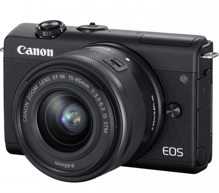 Camera foto mirrorless Canon EOS M200 kit EF-M 15-45mm f 3.5-6.3 IS STM, Negru, senzor APS-C 24.1 MP, crop factor 1.6x, procesor DIGIC 8, touchscreen 3 LCD rabatabil, WiFi,micro USB, Bluetooth,ISO 10