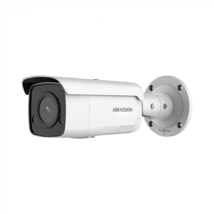 Camera supraveghere Hikvision IP bullet DS-2CD2T86G2-ISUSL, 4K, Acusens - filtrarea alarmelor false dupa corpul uman si masini, alarma vizuala (lumina stroboscopica) si alarma audio pentru avertizarea