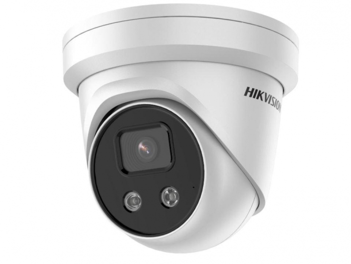 Camera supraveghere Hikvision IP turret DS-2CD2346G2-IU(2.8mm)C, 4MP, Acusens - filtrarea alarmelor false dupa corpul uman si masini, low- light powered by DarkFighter, microfon audio incorporat, senz