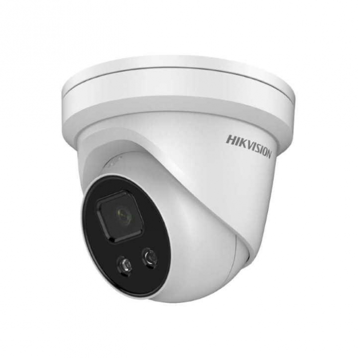Camera supraveghere Hikvision IP turret DS-2CD2386G2-ISU SL(2.8mm)C, 8MP, Acusens - filtrarea alarmelor false dupa corpul uman si masini, alarma vizuala(lumina stroboscopica) si alarma audio pentru a