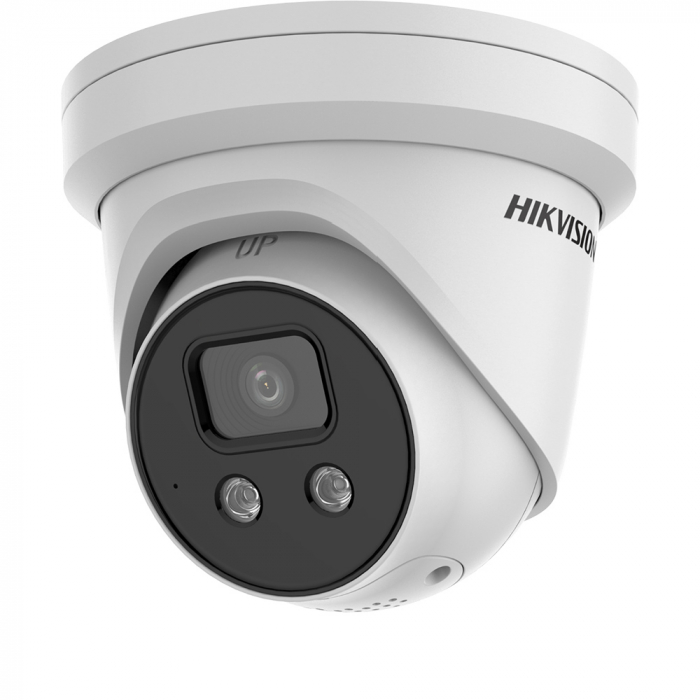 Camera supraveghere Hikvision IP turret DS-2CD2387G2-LU(2.8mm)(C),8MP, Acusens - filtrarea alarmelor false dupa corpul uman si masini, alarma vizuala(lumina stroboscopica) si alarma audio pentru avert