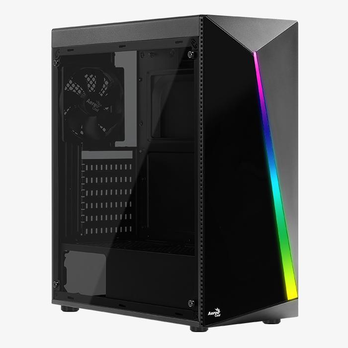 Carcasa Aerocool Shard neagra, SPCC Steel ATX Mid Tower, fara sursa (tipATX, montata jos), interior vopsit negru, 2x3.5 (intern), 2 x2.5 (intern), fata , 3x 120mm fans (optional), spate , 1x 120mm fa