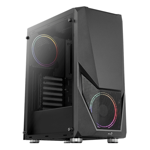 Carcasa Aerocool Zauron fRGB neagra ZAURON-SATURN-FRGB-G-BK-V1Carcasa Aerocool Zauron fRGB neagra, SPCC ABS Steel ATX Mid Tower, farasursa (tip ATX, montata jos), interior vopsit negru, 2x3.5 (1 x 3.