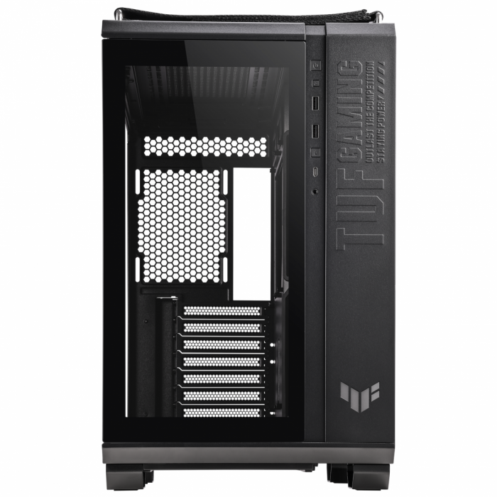 Carcasa Asus GT502 TUF GAMING black Case Size Mid Tower Motherboard Support ATX Micro-ATX Mini-ITX Drive Bays 4 x 2.5 3.5 Combo Bay Expansion Slots 8 3 (additional vertical) Front I O Port 1 x head