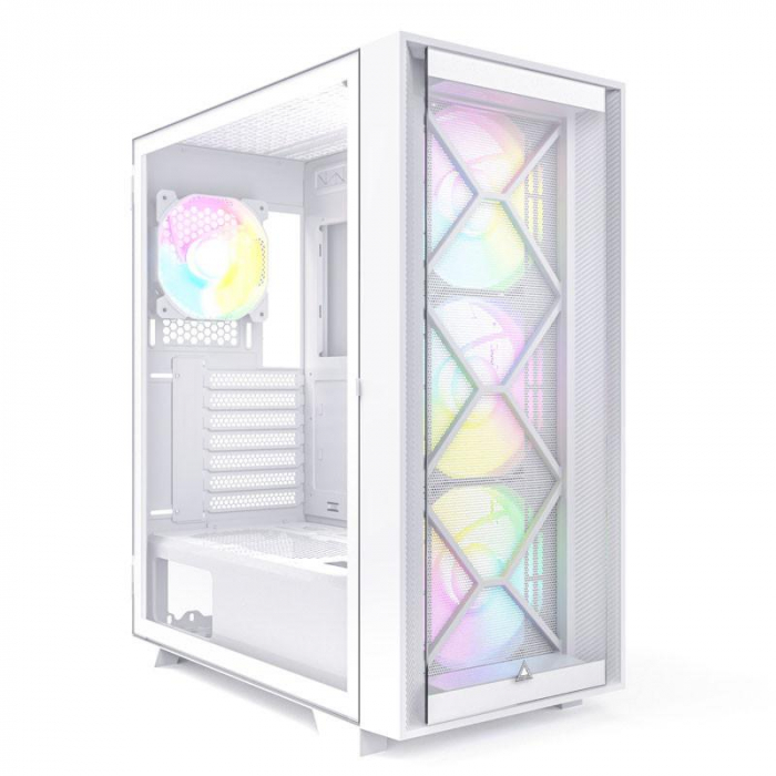Carcasa Montech AIR 1000 Premium Mid-Tower Tempered Glass alb, Preinstalled fans 1x 120 mm, 3x 140 mm