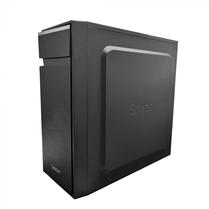 Carcasa Spacer Office, ATX, MidTower, fara sursa, USB 2.0 x 2, USB 3.0 x 1, PSU shroud, black , zSPCS-OC-TOP,