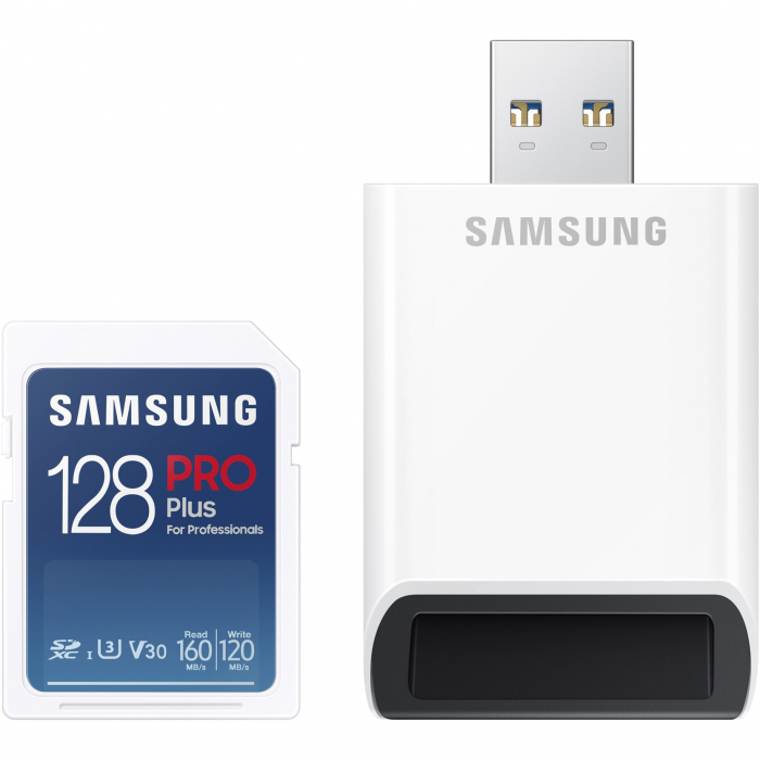 Card de memorie Samsung Full SD, PRO Plus, 128GB, 160MB s + adaptor