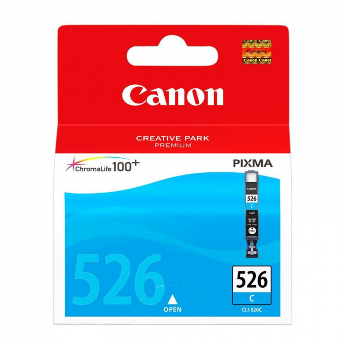 Cartus cerneala Canon CLI-526C, cyan, pentru Canon Pixma IP4850, Pixma IP4950, Pixma IX6550, Pixma MG5150, Pixma MG5250, Pixma MG5350, Pixma MG6150, Pixma MG6250, Pixma MG8150, Pixma MG8250, Pixma MX7