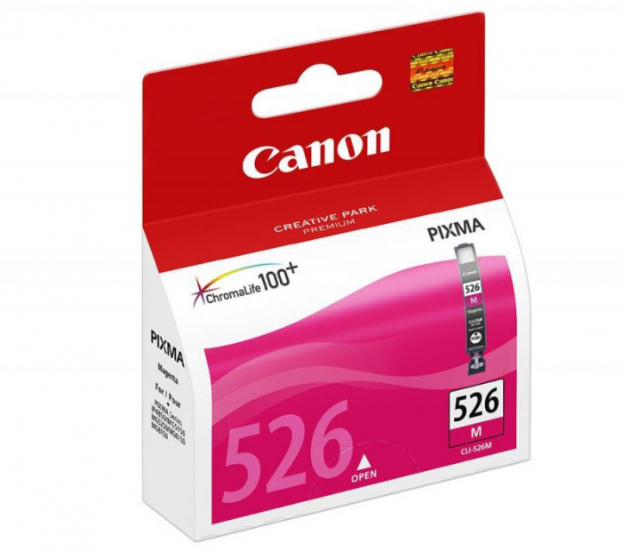 Cartus cerneala Canon CLI-526M, magenta, pentru Canon Pixma IP4850, Pixma IP4950, Pixma IX6550, Pixma MG5150, Pixma MG5250, Pixma MG5350, Pixma MG6150, Pixma MG6250, Pixma MG8150, Pixma MG8250, Pixma