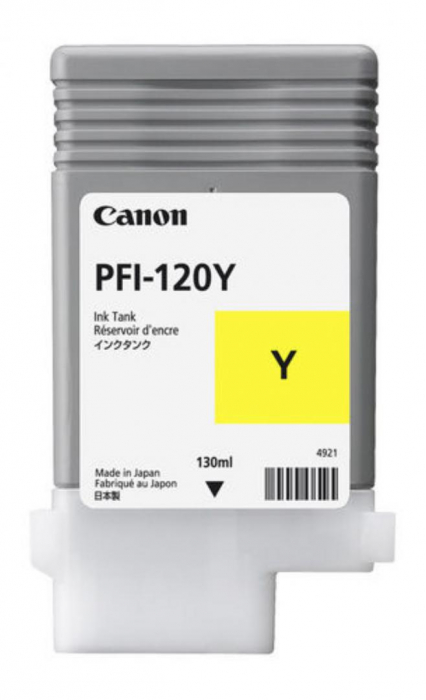 Cartus cerneala Canon PFI-120Y, yellow, capacitate 130ml, pentru Canon TM 200 205 300 305.