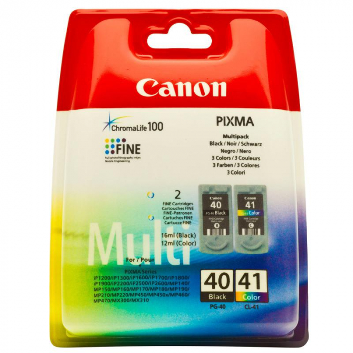 Cartus cerneala Canon PG-40 + CL-41, multipack (black, color), Canon Pixma IP1200, Pixma IP1300, Pixma IP1600, Pixma IP1700, Pixma IP1800, Pixma IP1900, Pixma IP2200, Pixma IP2500, Pixma IP2600, Pixma
