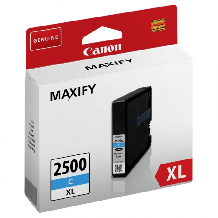 Cartus cerneala Canon PGI2500XLC, cyan, Dual Resistant High Density, capacitate 19.3ml 1755 pagini, pentru Canon Maxify IB4050, MB5050, MB5350