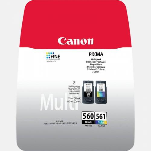 Cartuse cerneala Canon PG-560MULTI value pack, black colour, capacitate 7.5ml 180 pagini negru, CL-561 8.3ml 180 pagini color, pentru PIXMA TS5350, PIXMA TS5351, PIXMA TS5352.