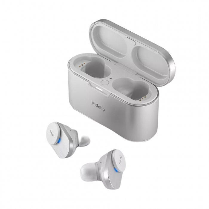 Casti audio true wireless Philips Fidelio T1WT 00, In-Ear, Bluetooth v5.2, ANC Pro+, microfoane incorporate, IPX4, toc de incarcare, incarcare rapida, redare 9 ore, aplicatie mobila, alb