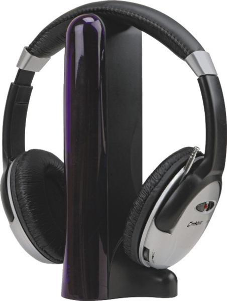 Casti crome wireless cu radio fm cmp-headsetw01-ch, negru argintiu