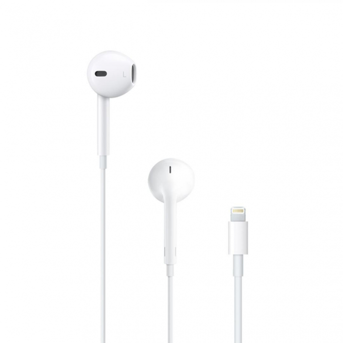 Casti in-ear Apple EarPods with Lightning Connector Remote and Mic MMTN2ZM A, albe