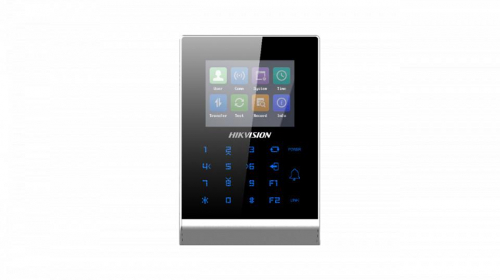 Cititor control access standalone Hikvision Pro Series DS-K1T105AE, capacitate carduri EM: 100000, capacitate evenimente: 300000, distanta citire card: 0 la 5 cm, suporta RS-485 and Wiegand (26 34),