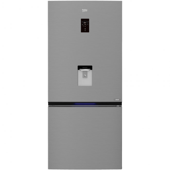 Combina frigorifica Beko RCNE720E30DXPN, NeoFrost, Dispenser Apa, Control touch, Clasa F, H 191.5 cm, Argintiu