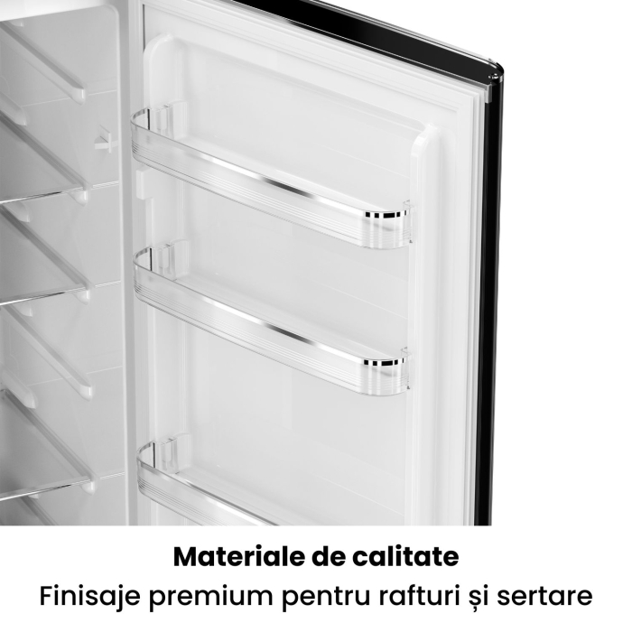 Combina frigorifica retro STARCREST SRC-250BK, Design Vintage, Clasa E, Capacitate 250 L, Termostat reglabil, Iluminare LED, H 188.3 cm, Negru [7]