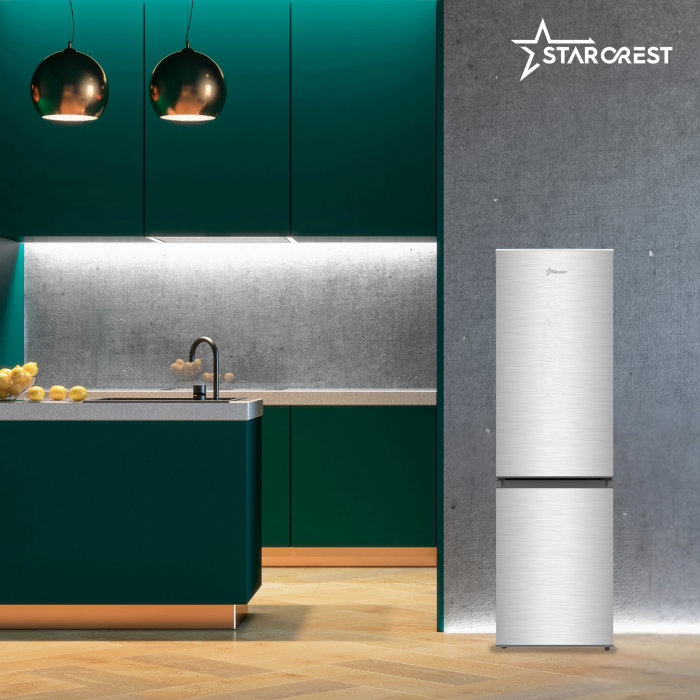 Combina frigorifica STARCREST SC-170IX-E, 170 L, Clasa E, Less Frost, Termostat reglabil, Iluminare LED, Suprafata Inox antiamprenta, Picioare ajustabile, Usi reversibile, H 151.8 cm, Inox [9]