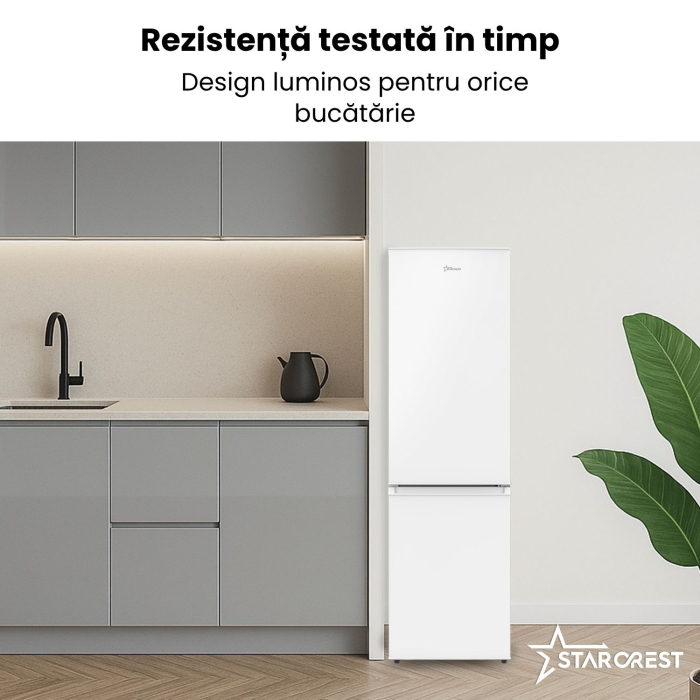 Combina frigorifica STARCREST SC-170WH-E, 170 L, Clasa E, Less Frost, Termostat reglabil, Iluminare LED, Picioare ajustabile, Usi reversibile, H 151.8 cm, Alb [5]