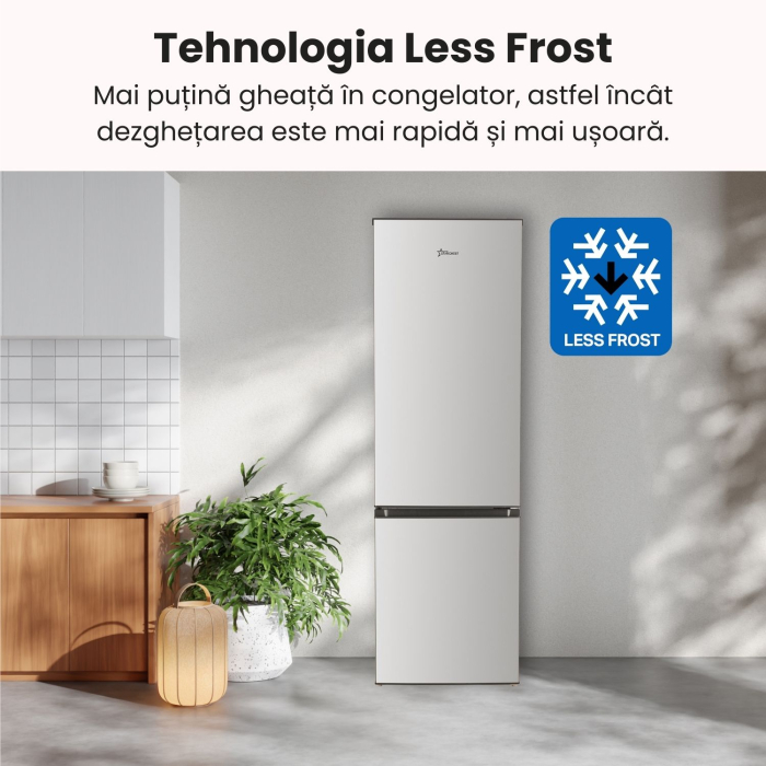 Combina frigorifica STARCREST SC-268IX-E, 268 L, Clasa E, Less Frost, Termostat reglabil, Iluminare LED, Suprafata Inox antiamprenta, Picioare ajustabile, Usi reversibile, H 178 cm, Inox [5]