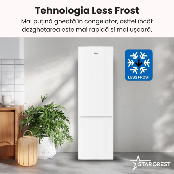 Combina frigorifica STARCREST SC-268WH-E, 268 L, Clasa E, Less Frost, Termostat reglabil, Iluminare LED, Picioare ajustabile, Usi reversibile, H 178 cm, Alb [5]