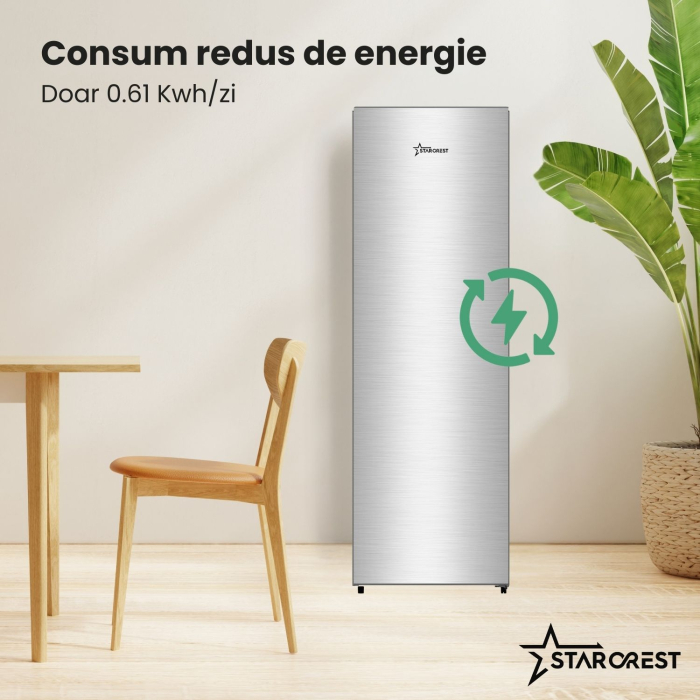 Congelator NoFrost STARCREST SUF-213NF-IX, 213 L, Clasa E, 6 Compartimente, Termostat Digital, Usi reversibile, H 170.7 cm, Inox [4]