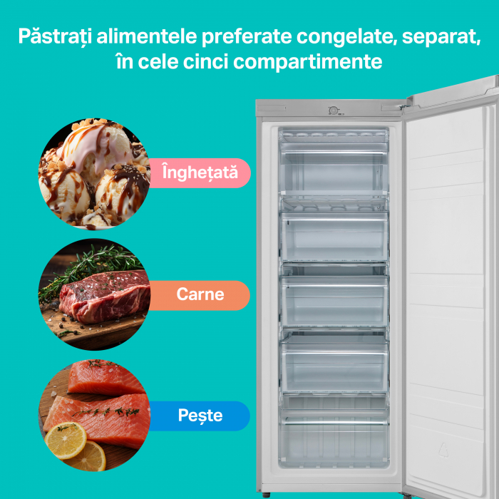 RESIGILAT - Congelator STARCREST SUF-160SI, 160 L, Clasa E, Termostat Ajustabil, Usi reversibile, H 142 cm, Argintiu - Copie [5]