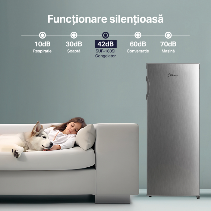 Congelator STARCREST SUF-160SI, 160 L, Clasa E, Termostat Ajustabil, Usi reversibile, H 142 cm, Argintiu [6]