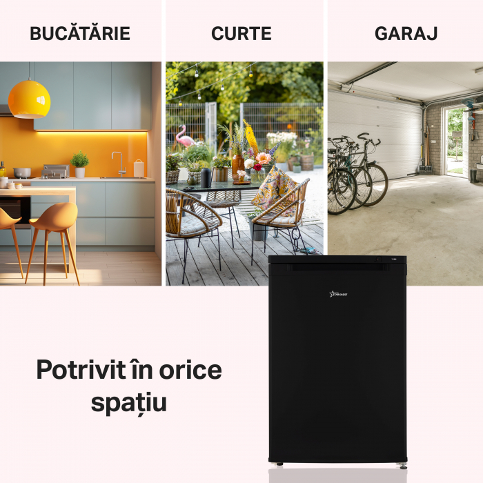 Congelator STARCREST SUF-86BK, Clasa E, Capacitate 80 L, 3 sertare, H 84.5 cm, Negru [6]