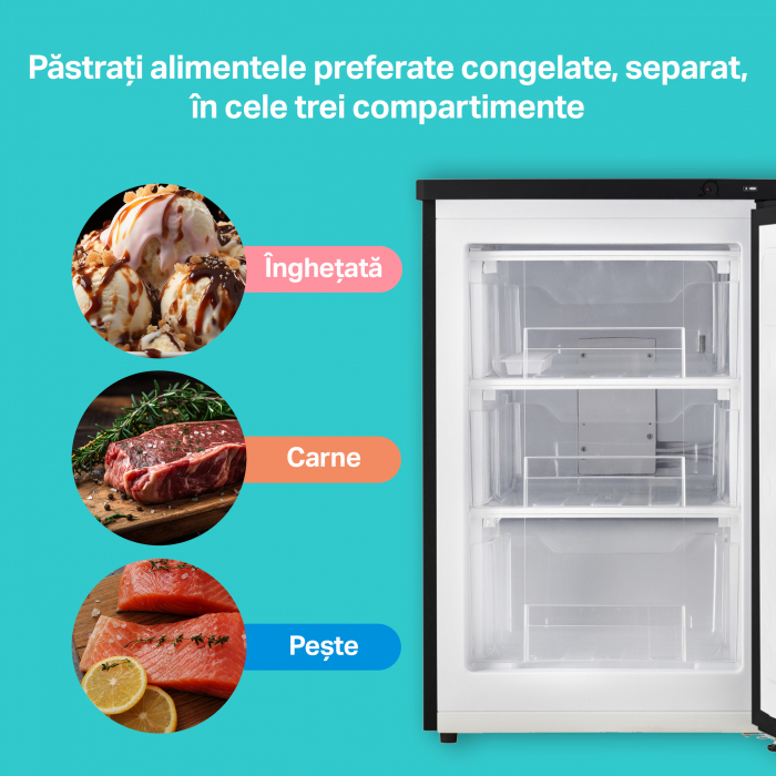 Congelator STARCREST SUF-86BK, Clasa E, Capacitate 80 L, 3 sertare, H 84.5 cm, Negru [4]