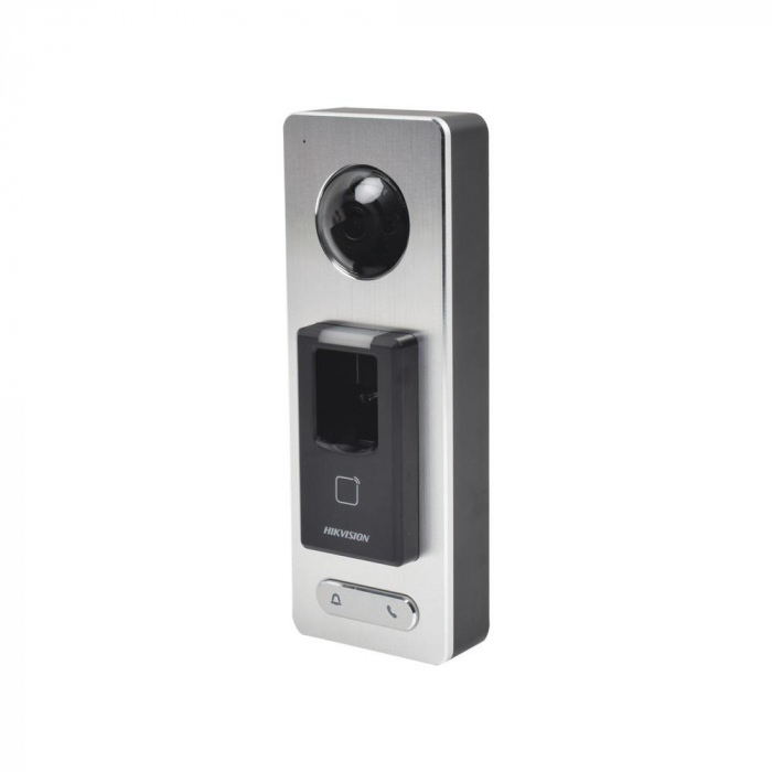 Controler de acces control cu acces biometric, cititor card Mifare sicamera video Hikvision, DS-K1T501SF; Camera de 2 MP incorporata ;Capacitate 50,000 card, 3,000 amprente si 200,000 evenimente; Comu