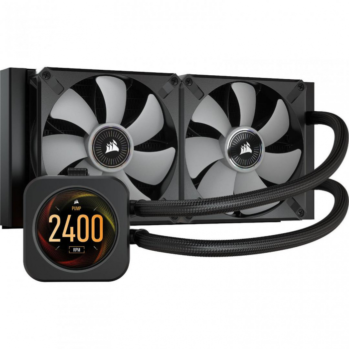 Cooler Procesor Corsair CUE H100i ELITE, racire cu lichid, compatibil Intel AMD