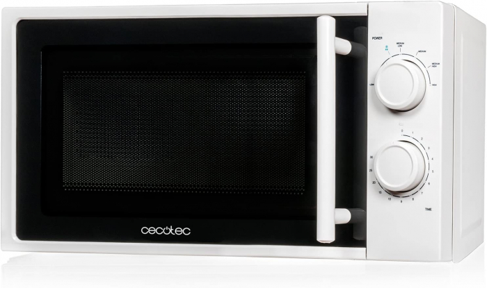 Cuptor cu microunde cecotec 1361, 700 w, mecanic, 20 l, 6 trepte de putere, timer, alb