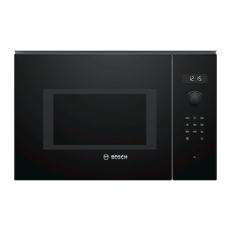 Cuptor cu microunde incorporabil Bosch BFL554MB0, 25 l, 900 W, AutoPilot 7, Butoane retractabile, Control digital, Sticla neagra