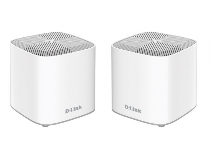 D-LINK AX1800 Home Mesh Wi-Fi6 system (2 pack), COVR-X1862; 802.11ax Wi- Fi 6, Dual-Band, Wireless speed: 1200 Mbps 5 GHz, 574 Mbps 2.4 GHz, interface: 1 LAN, 1 WAN, MU-MIMO.