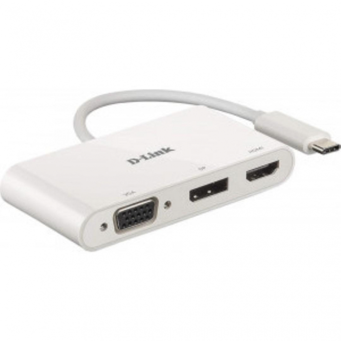 D-Link DUB-V310 3-in-1 USB-C Hub with HDMI, VGA and DisplayPort DUB-V310 ,1 USB-C connector , 1 HDMI Port, 1 VGA, 1 DisplayPort.