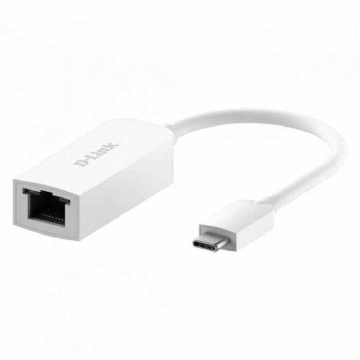 D-link USB-C to 2.5G Ethernet Adapter, DUB-E250; x1 RJ-45 2.5G Ethernet port USB-C Thunderbolt 3 Connector, x2 LED indicators for connection status.