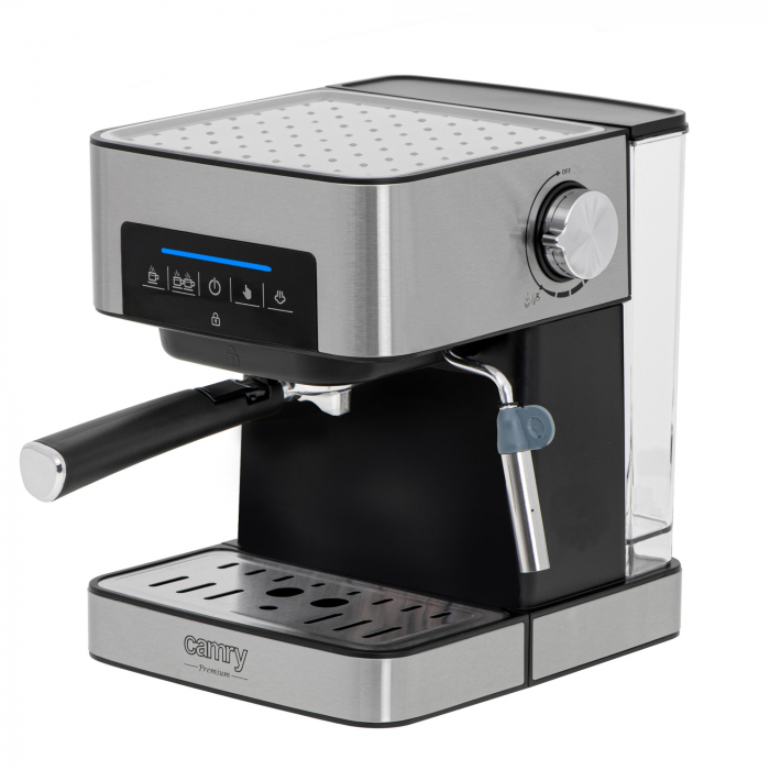 Espressor semiautomat cu spumiera Camry CR 4410, Inox, 15 bar, Argintiu Negru