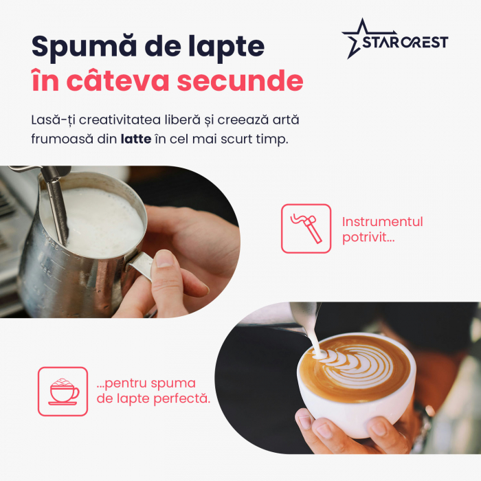 Espressor STARCREST SEM-850SLBK, 850W, 20 bar, rezervor detasabil 1.5L, dispozitiv spumare, filtru dublu din inox, Negru/Inox [6]