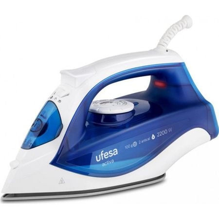 Fier de calcat ufesa pv1500c, 2200w, capacitate rezervor 280 ml, talpa ceramica, sistem anti-calcar, albastru alb