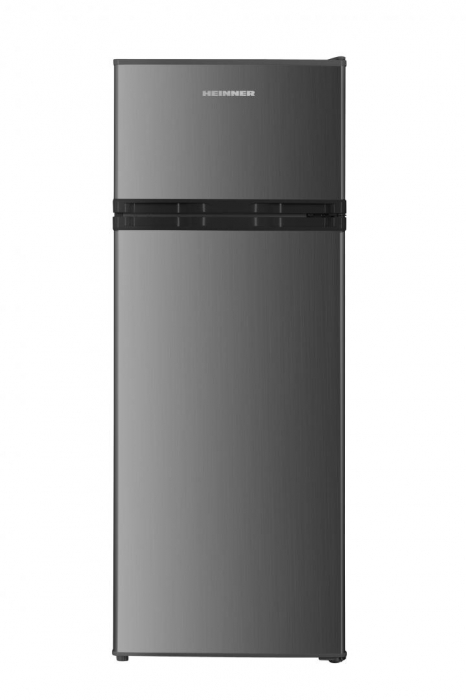 Frigider cu 2 usi Heinner HF-H2206XE++, clasa energetica: E, capacitate totala: 206 L, capacitate frigider: 169 L, capacitate congelator: 37 L, control mecanic cu termostat ajustabil, lumina LED, 3 ra