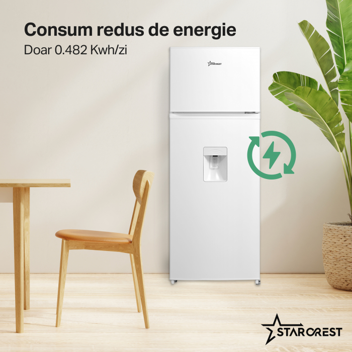 Frigider cu 2 usi STARCREST SF-204WD-WHE,199 L, Clasa E, Dozator Apa, Iluminare LED, Termostat Ajustabil, Usi reversibile, H 143 cm, Alb [5]