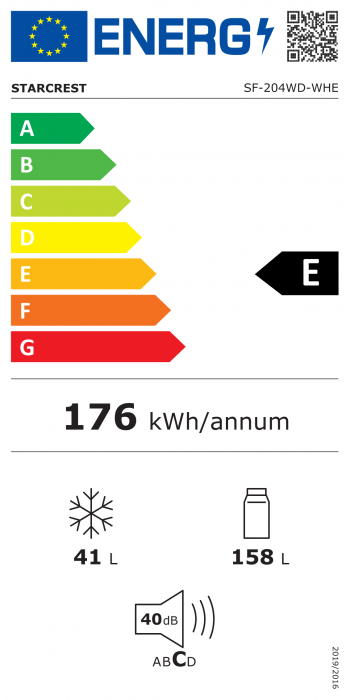 Frigider cu 2 usi STARCREST SF-204WD-WHE,199 L, Clasa E, Dozator Apa, Iluminare LED, Termostat Ajustabil, Usi reversibile, H 143 cm, Alb [12]