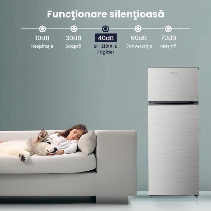 Frigider cu 2 usi STARCREST SF-210IX-E, 210 L, Clasa E, Iluminare LED, Inox Antiamprenta Termostat Ajustabil, Usi reversibile, H 143 cm, Inox [8]