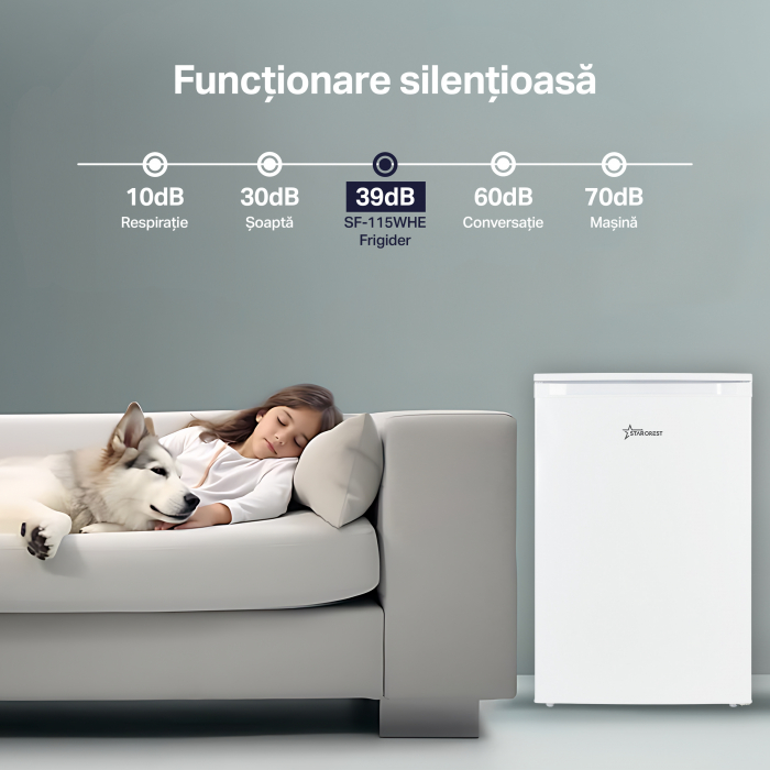 Frigider cu o usa STARCREST SF-115WHE, Clasa E, Capacitate 115L, Iluminare interioara, H 84.7 cm, Alb [7]
