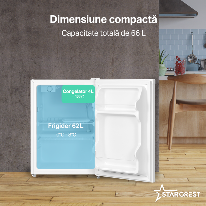 Frigider cu o usa STARCREST SF-660WHT, Clasa E, Capacitate 66 L, H 63 cm, Alb [3]