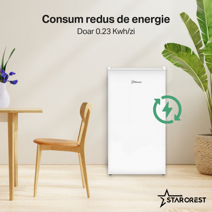 Frigider cu o usa STARCREST SF-83WHE, Clasa E, Capacitate 83L, Iluminare interioara, Compartiment gheata, H 85 cm, Alb [4]
